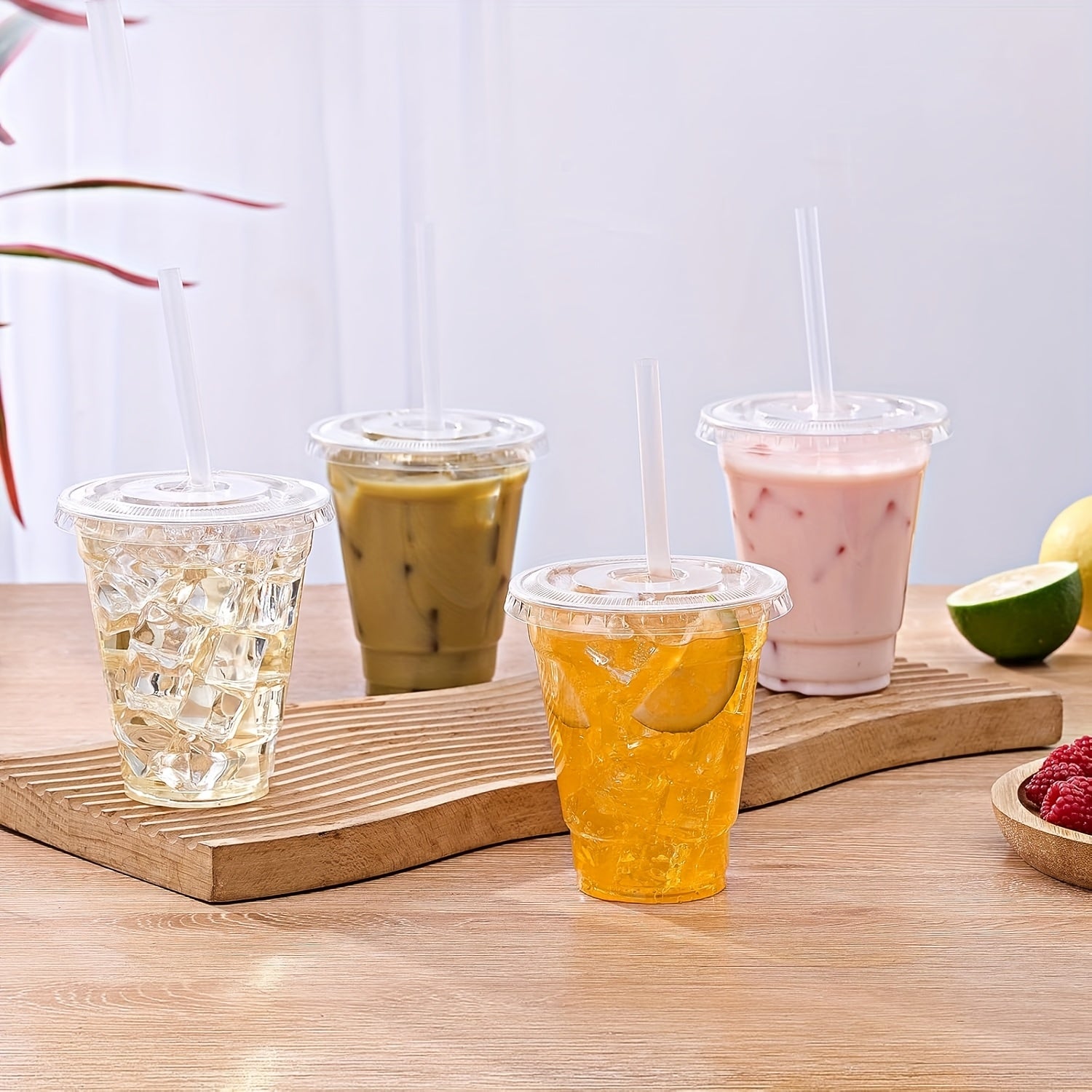 Disposable Plastic Cups – 12oz, 16oz, 20oz, and 20oz Straw Cup Set – 1000 or 300 Pack, Durable, Ideal for Cold Beverages