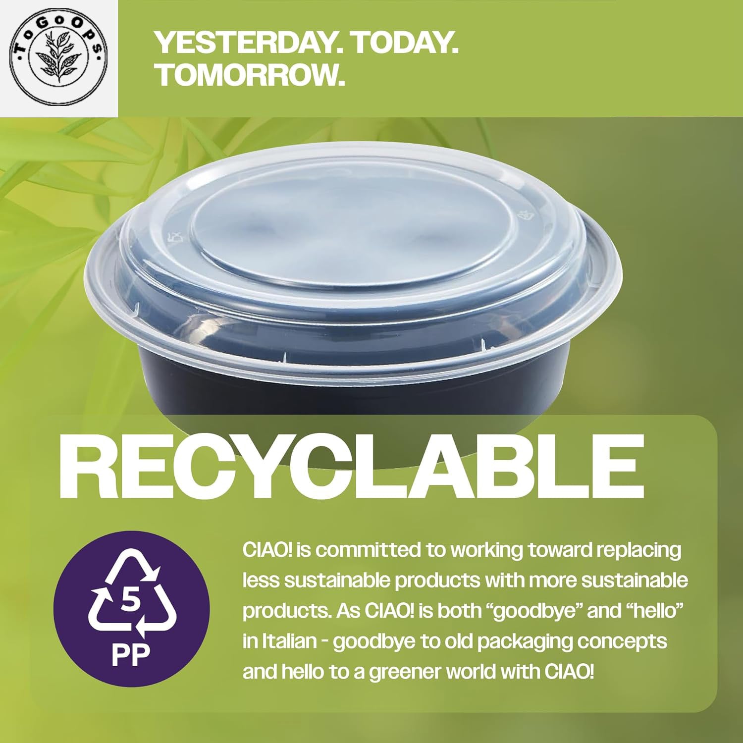 19/24/28oz Round Disposable Food Containers with Lids (150 Pack, Black & White)