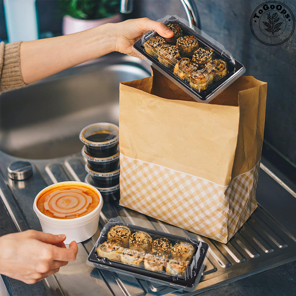 Rectangular Japanese-Style Sushi Containers – Bases and Lids Sold Separately for Takeout, Sushi, and Bento Meals