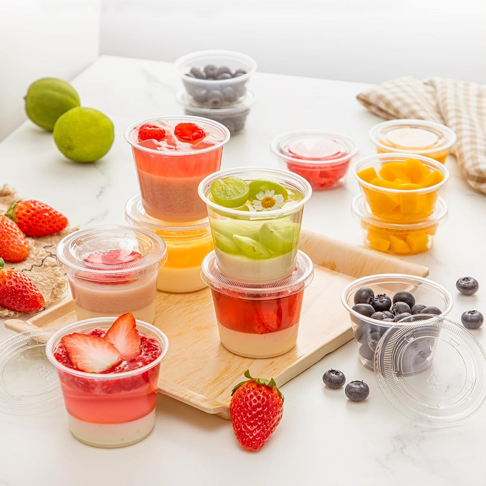 Disposable Sauce Cups with Lids – 2oz, 3.25oz, 4oz, 2000 Pack, Leak-Resistant, Microwave & Freezer Safe