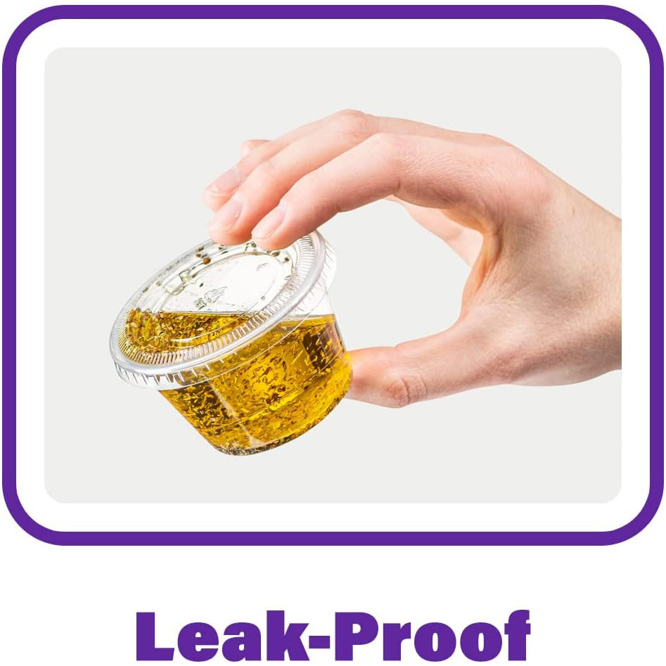 Disposable Sauce Cups with Lids – 2oz, 3.25oz, 4oz, 2000 Pack, Leak-Resistant, Microwave & Freezer Safe