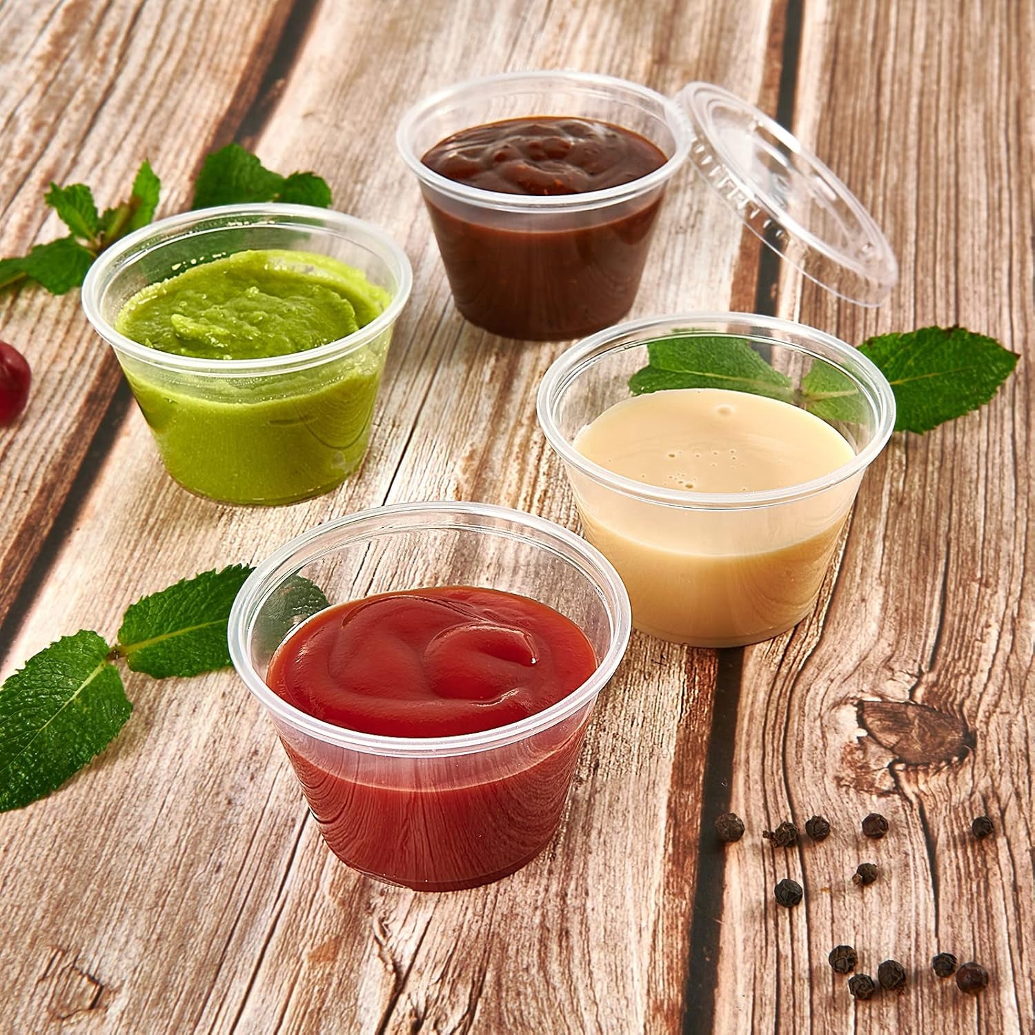 Disposable Sauce Cups with Lids – 2oz, 3.25oz, 4oz, 2000 Pack, Leak-Resistant, Microwave & Freezer Safe