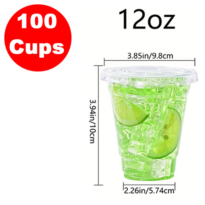Disposable Plastic Cups – 12oz, 16oz, 20oz & 20oz Straw Cup Set with Lids