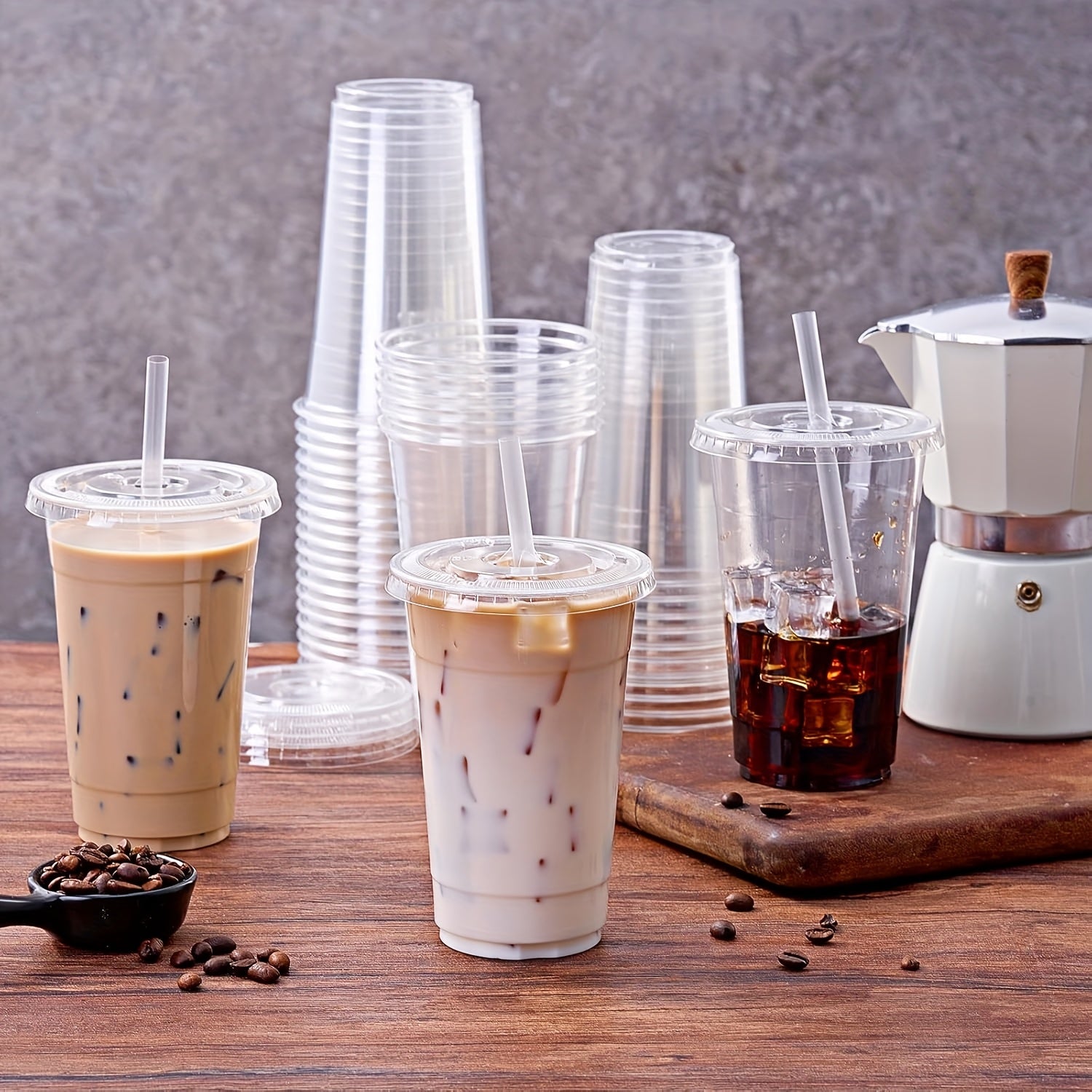 Disposable Plastic Cups – 12oz, 16oz, 20oz, and 20oz Straw Cup Set – 1000 or 300 Pack, Durable, Ideal for Cold Beverages
