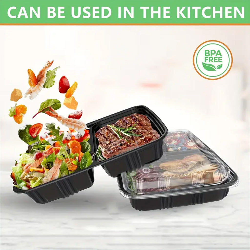 Japanese-Style Divided Sushi Containers with Lids – Multi-Compartment Plastic Trays for Sushi, Sashimi & Bento Meals