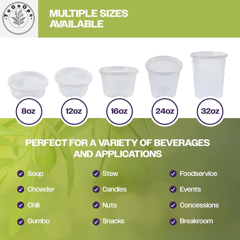 [48 Pack] Disposable Soup Cups with Lids – 8oz, 12oz, 16oz, 24oz, 32oz