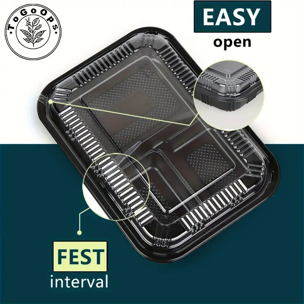 Japanese-Style Divided Sushi Containers with Lids – Multi-Compartment Plastic Trays for Sushi, Sashimi & Bento Meals