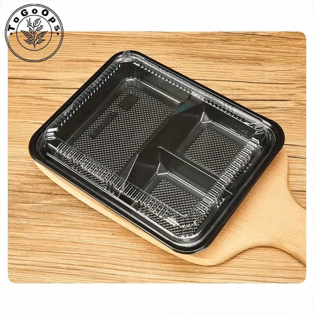 Japanese-Style Divided Sushi Containers with Lids – Multi-Compartment Plastic Trays for Sushi, Sashimi & Bento Meals