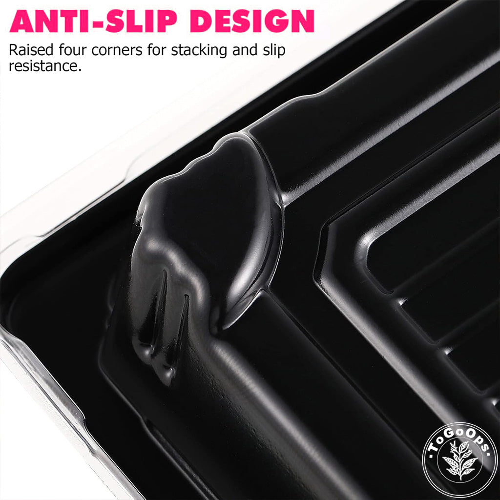 Rectangular Japanese-Style Sushi Containers – Bases and Lids Sold Separately for Takeout, Sushi, and Bento Meals