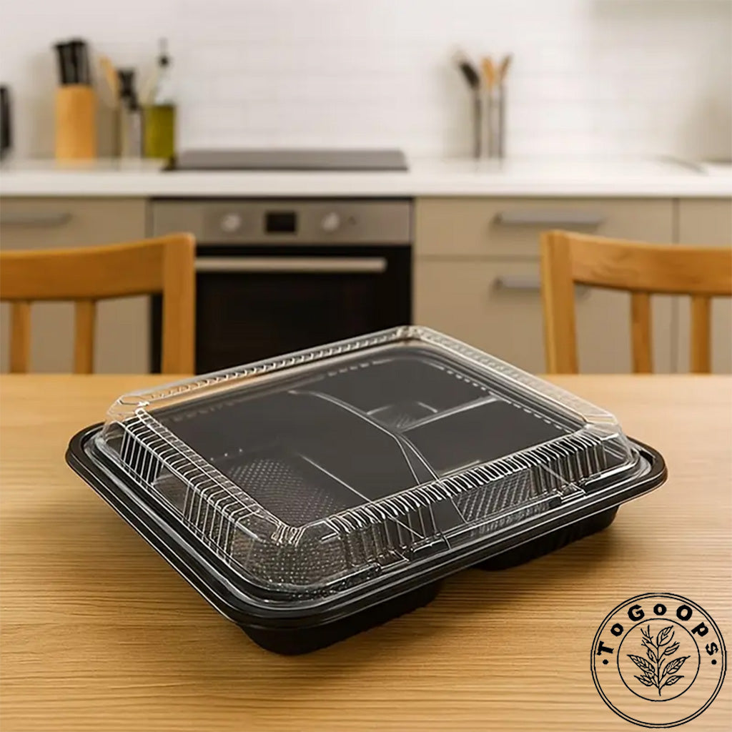 Japanese-Style Divided Sushi Containers with Lids – Multi-Compartment Plastic Trays for Sushi, Sashimi & Bento Meals