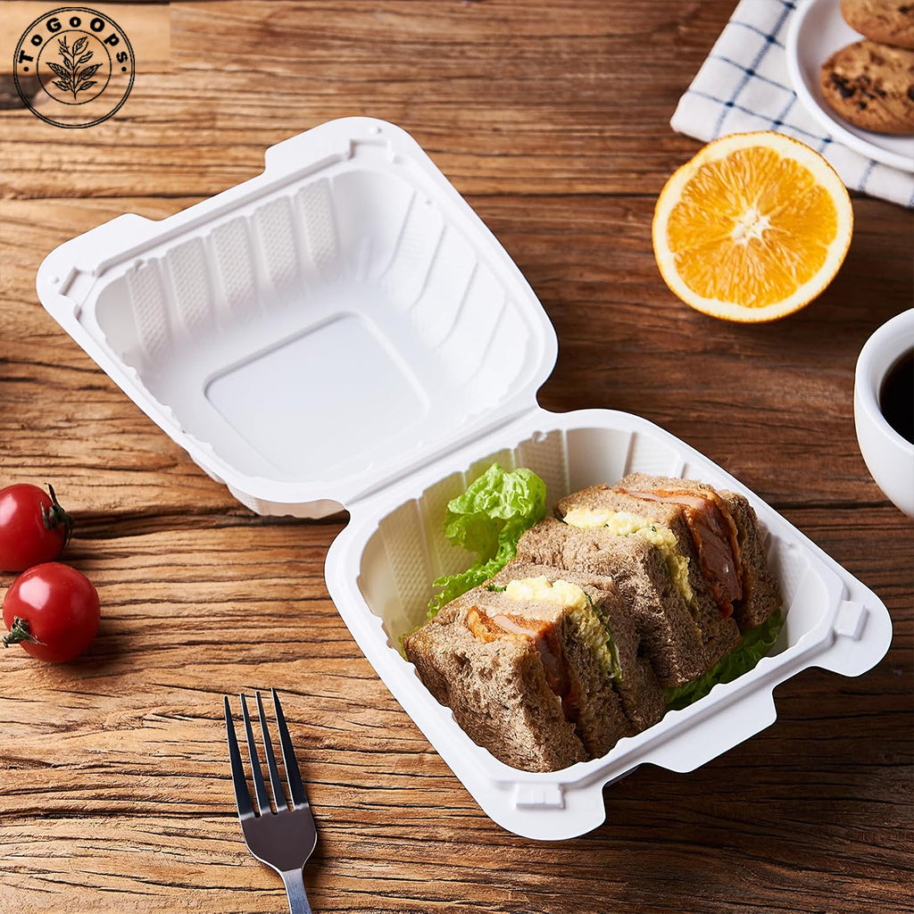 [50 Pack] 9x9 & 8x8 inch Disposable Flip Top Takeout Food Containers