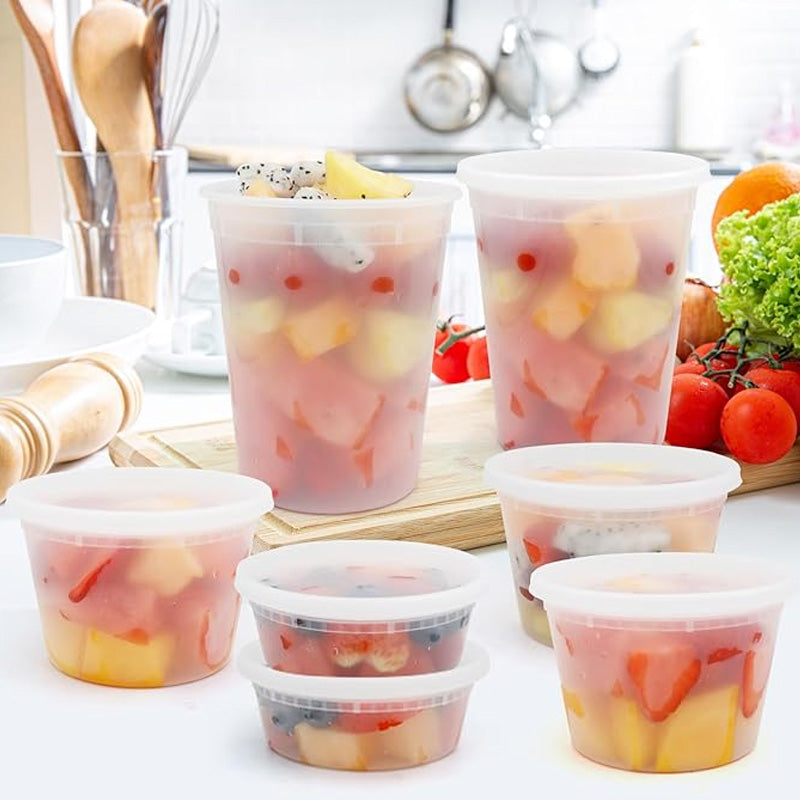 Disposable Soup Cups with Lids – 8oz, 12oz, 16oz, 24oz, 32oz, 240 Pack, Microwave & Freezer Safe