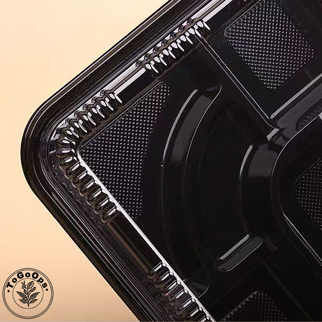 Japanese-Style Divided Sushi Containers with Lids – Multi-Compartment Plastic Trays for Sushi, Sashimi & Bento Meals