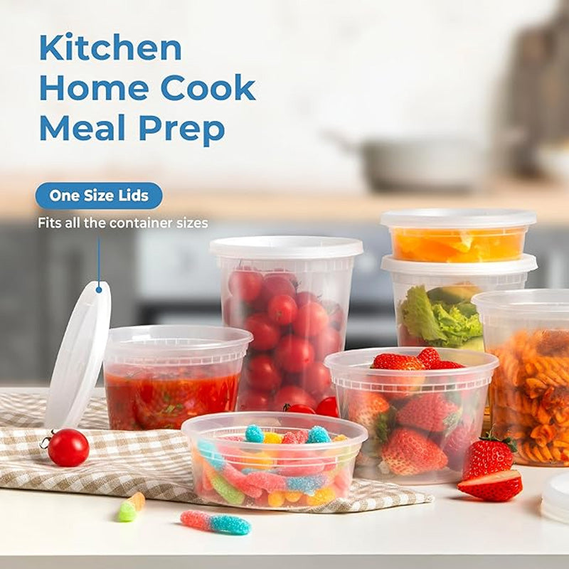 Disposable Soup Cups with Lids – 8oz, 12oz, 16oz, 24oz, 32oz, 240 Pack, Microwave & Freezer Safe