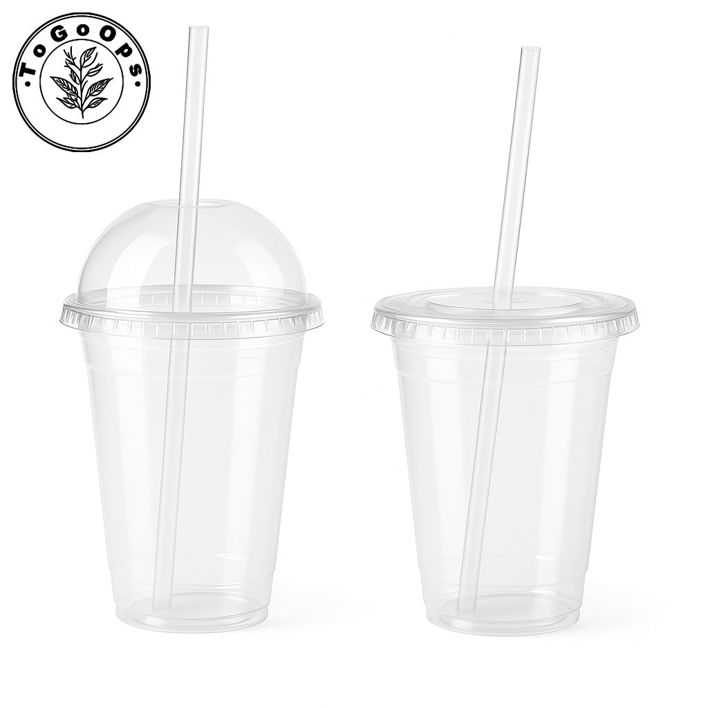 Disposable Plastic Cups – 12oz, 16oz, 20oz, and 20oz Straw Cup Set – 1000 or 300 Pack, Durable, Ideal for Cold Beverages