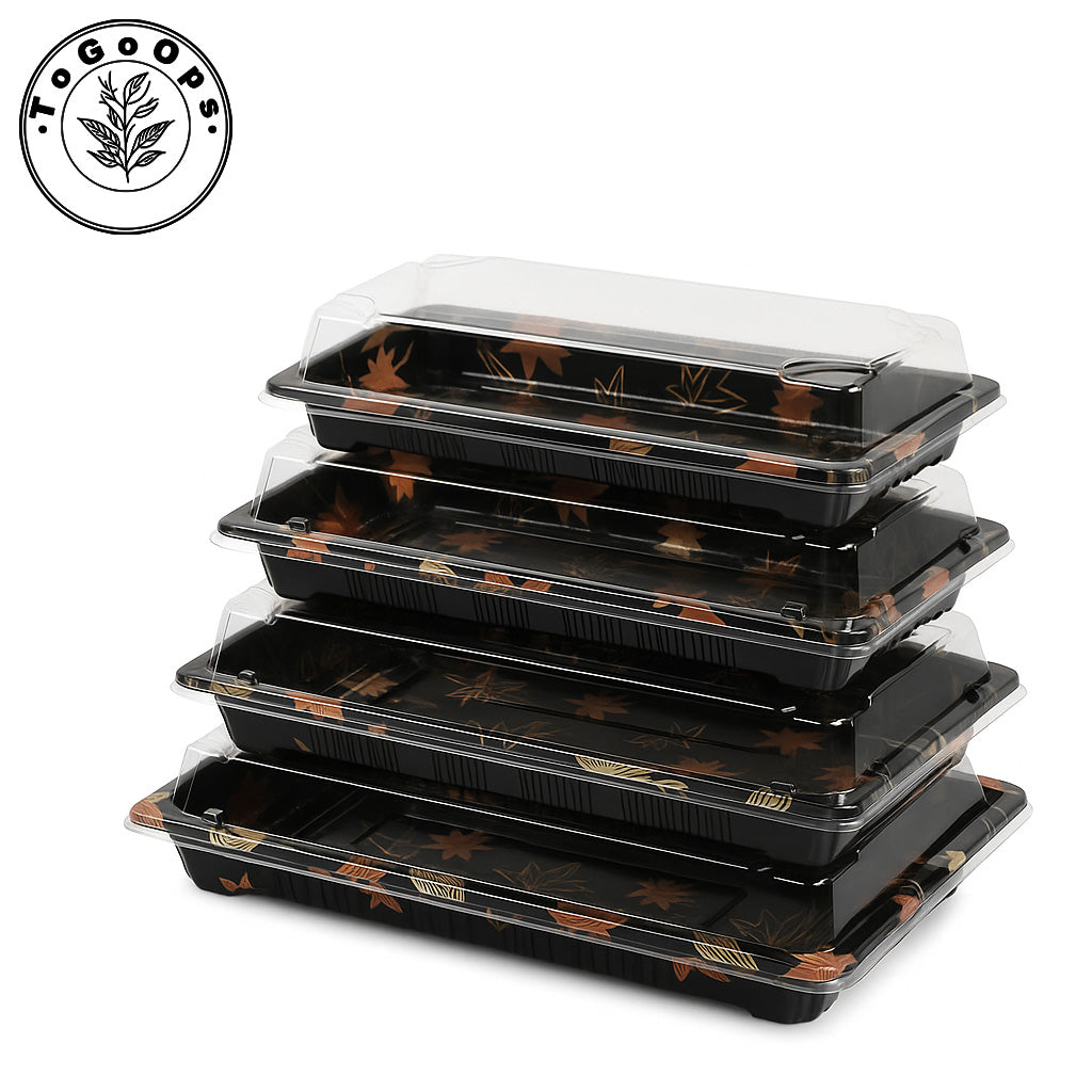 Rectangular Japanese-Style Sushi Containers – Bases and Lids Sold Separately for Takeout, Sushi, and Bento Meals