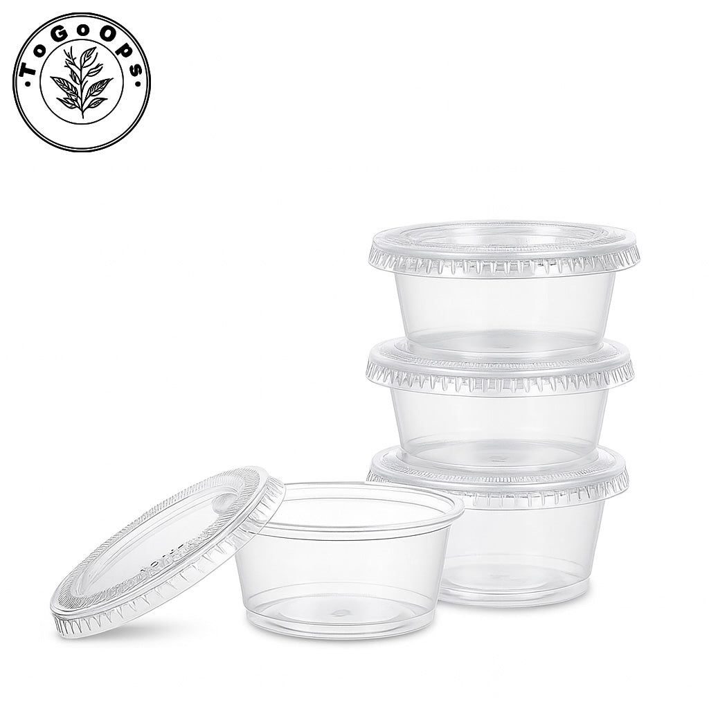 Disposable Sauce Cups with Lids – 2oz, 3.25oz, 4oz, 2000 Pack, Leak-Resistant, Microwave & Freezer Safe