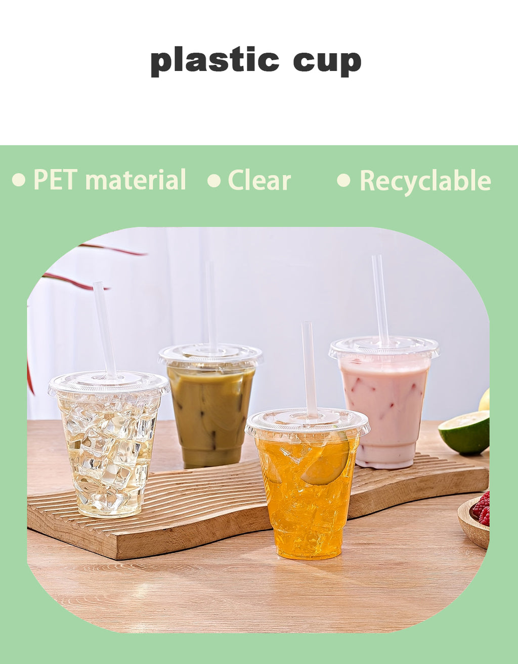 Disposable Plastic Cups – 12oz, 16oz, 20oz, and 20oz Straw Cup Set – 1000 or 300 Pack, Durable, Ideal for Cold Beverages