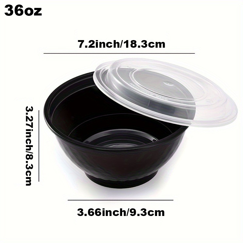 36-42oz Round Disposable Food Containers (150 Pack, Black & White)