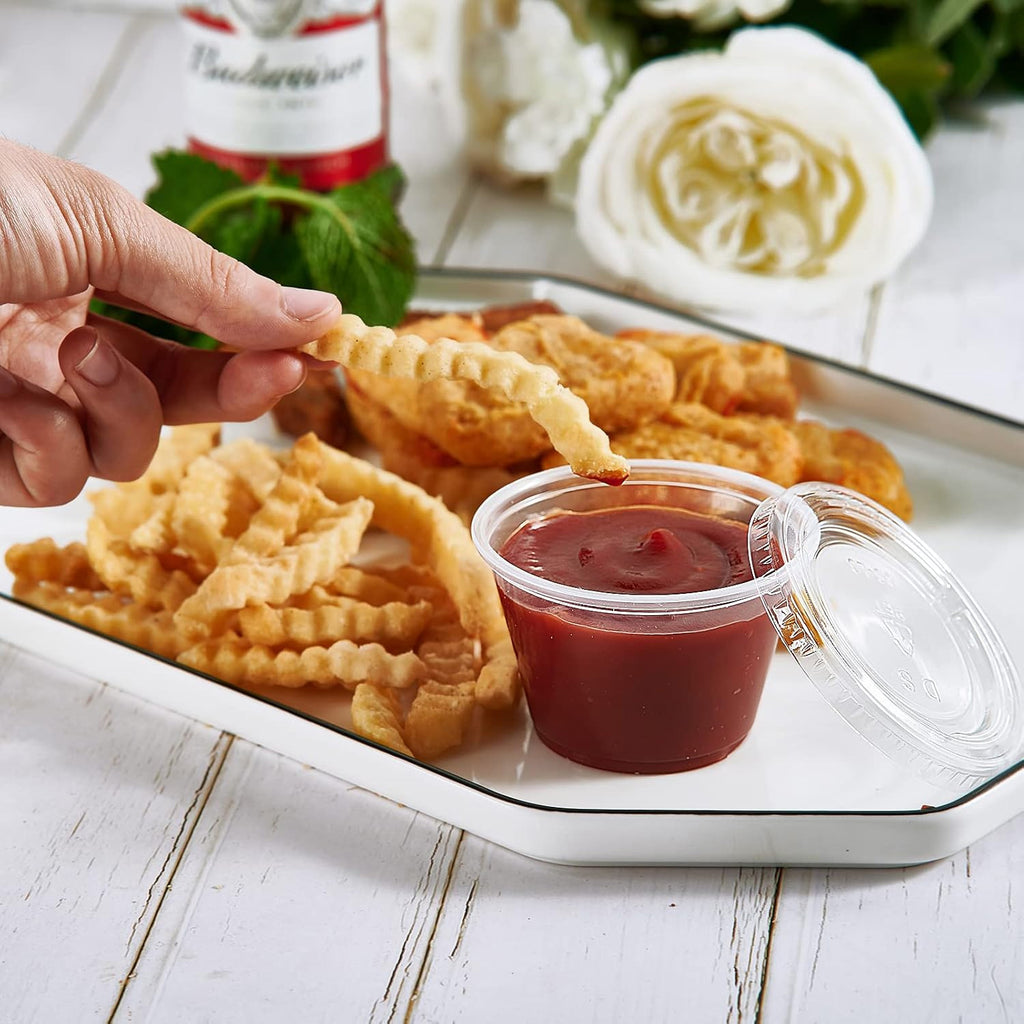 Disposable Sauce Cups with Lids – 2oz, 3.25oz, 4oz, 2000 Pack, Leak-Resistant, Microwave & Freezer Safe
