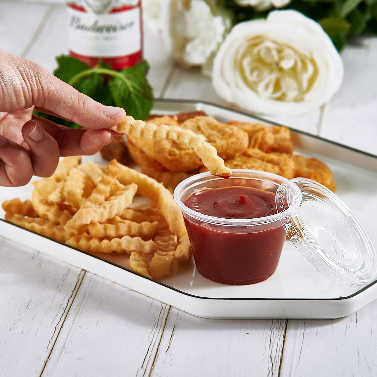 Disposable Sauce Cups with Lids – 2oz, 3.25oz, 4oz, 2000 Pack, Leak-Resistant, Microwave & Freezer Safe