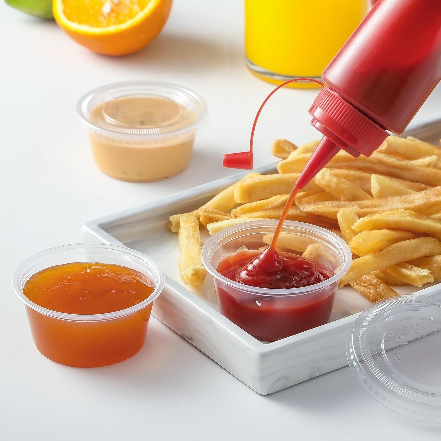 Disposable Sauce Cups with Lids – 2oz, 3.25oz, 4oz, 2000 Pack, Leak-Resistant, Microwave & Freezer Safe