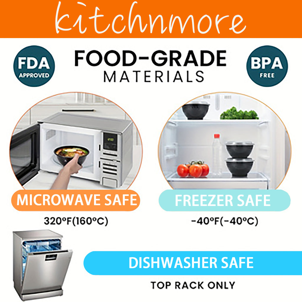 36-42oz Round Disposable Food Containers (150 Pack, Black & White)