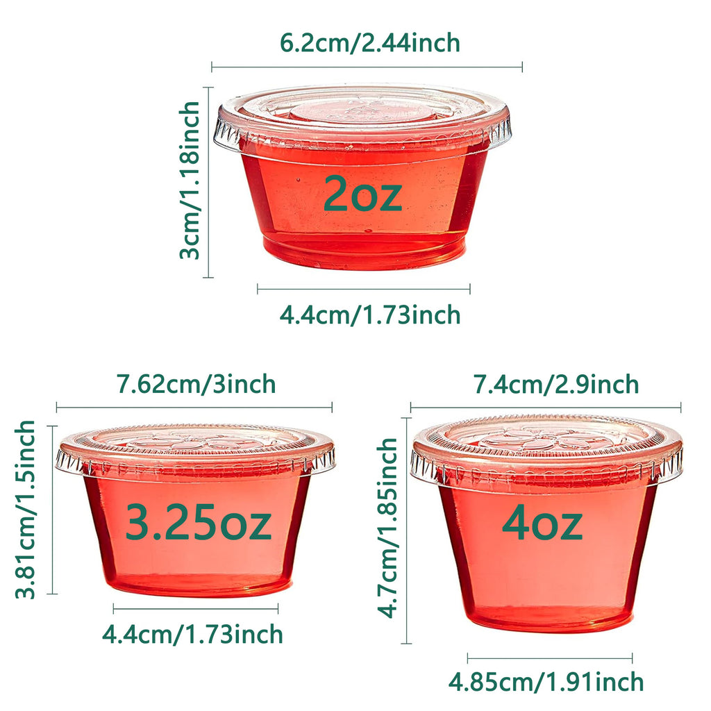 Disposable Sauce Cups with Lids – 2oz, 3.25oz, 4oz, 2000 Pack, Leak-Resistant, Microwave & Freezer Safe