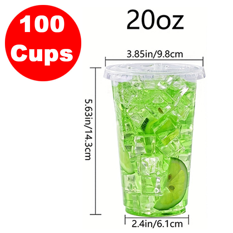 Disposable Plastic Cups – 12oz, 16oz, 20oz & 20oz Straw Cup Set with Lids
