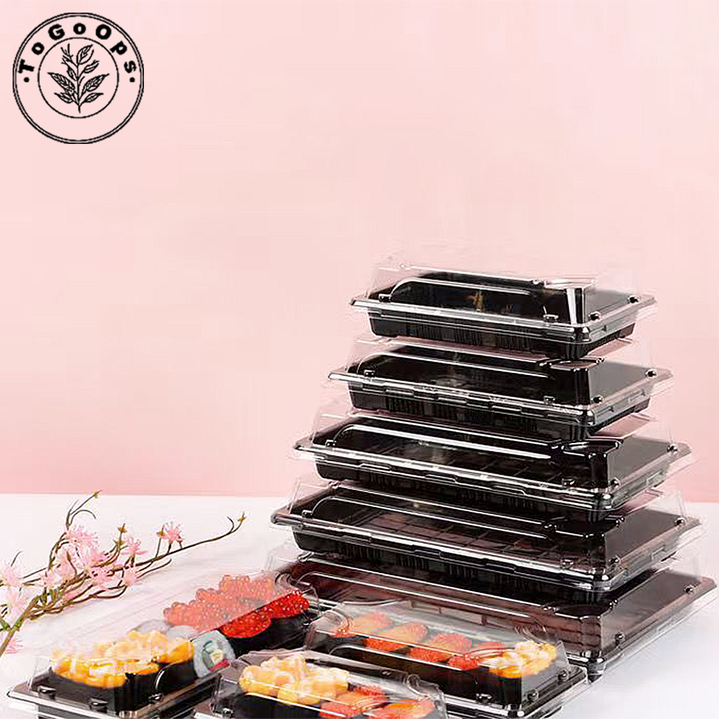 Rectangular Japanese-Style Sushi Containers – Bases and Lids Sold Separately for Takeout, Sushi, and Bento Meals